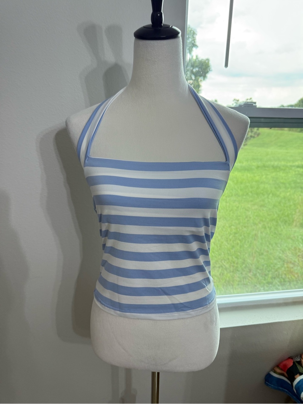 Amazon Blue & White Striped Halter Tank